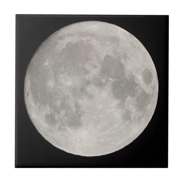 Supermoon in black sky ceramic tile (Front)
