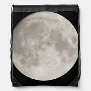 Supermoon in black sky drawstring bag