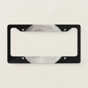 Supermoon in black sky license plate frame