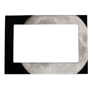 Supermoon in black sky magnetic frame