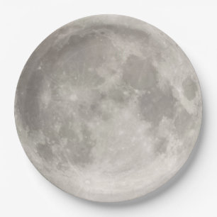 Supermoon in black sky paper plates