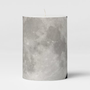 Supermoon in black sky pillar candle