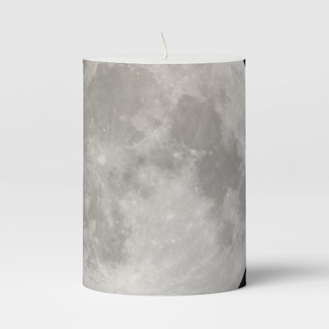 Supermoon in black sky pillar candle (Front)