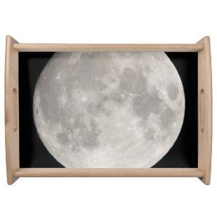 Supermoon in black sky serving tray