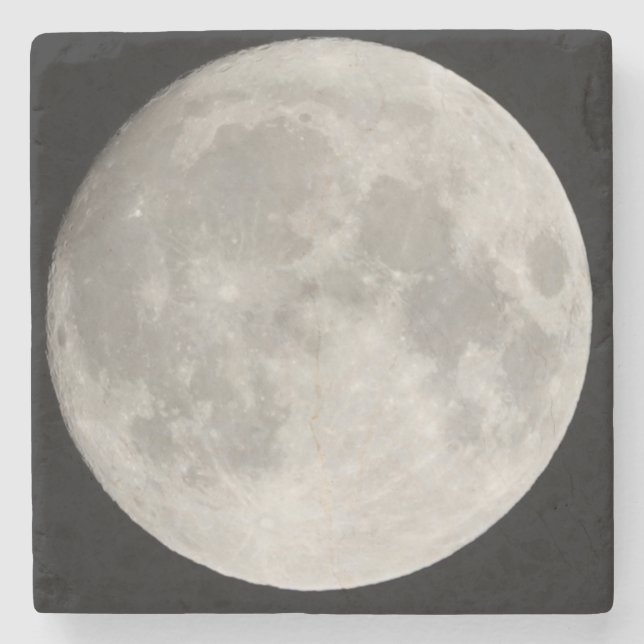 Supermoon in black sky stone coaster (Front)