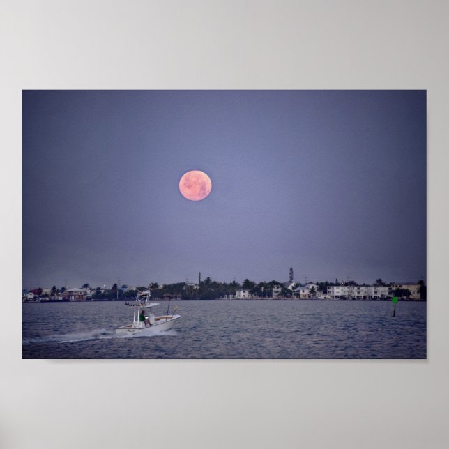 Supermoon Moonset over Marathon, Florida Poster (Front)