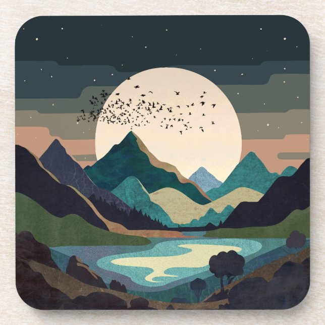 Supermoon On The Lake Beverage Coaster (Front)