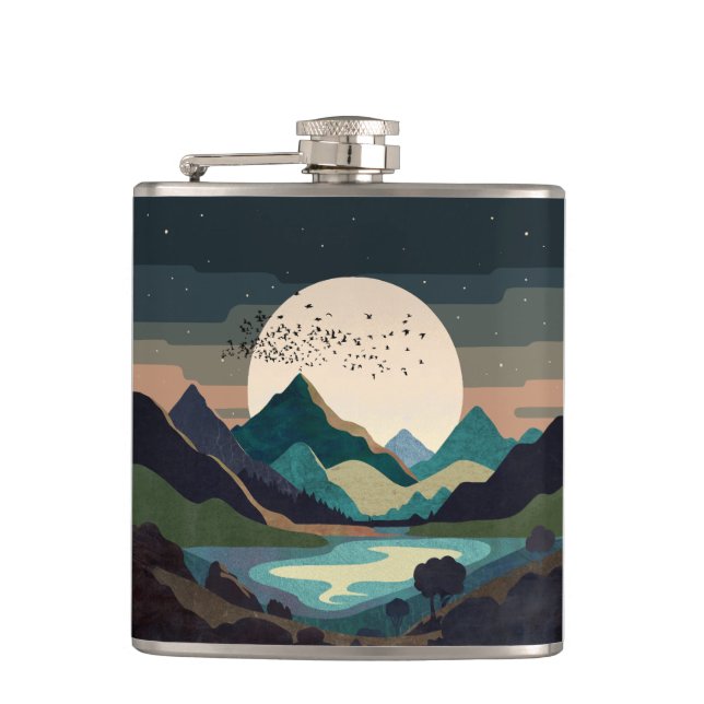 Supermoon On The Lake Flask (Front)