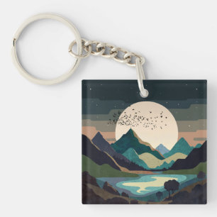 Supermoon On The Lake Keychain
