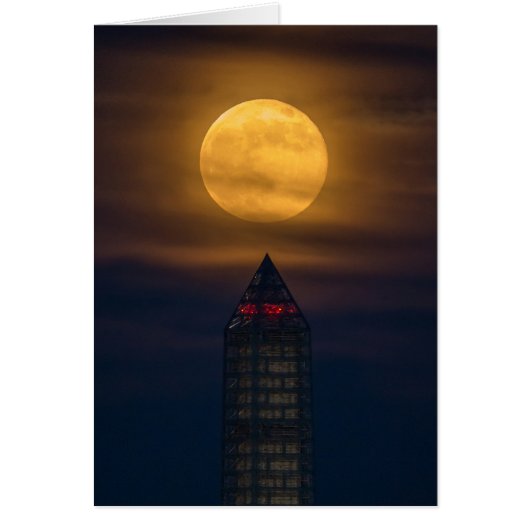 Supermoon Over Washington Monument Cards (Front)