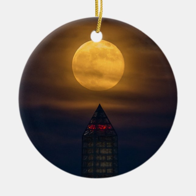 Supermoon Over Washington Monument Ceramic Ornament (Front)