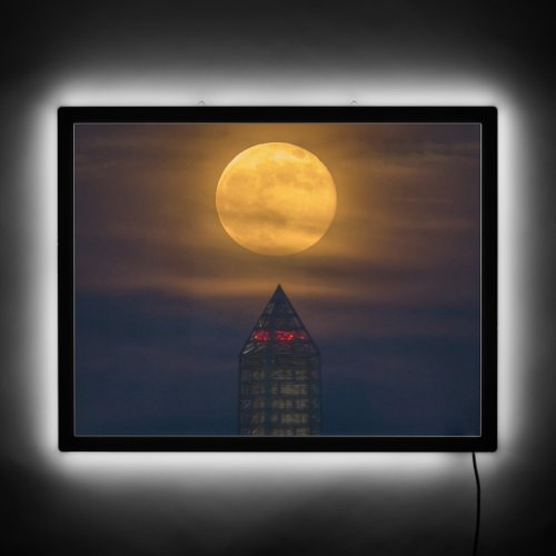 Supermoon Over Washington Monument LED Sign