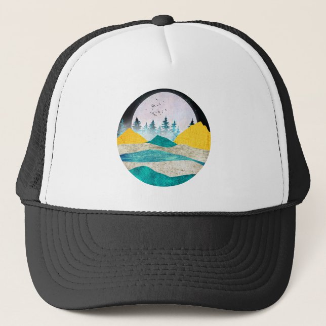Supermoon Rising Landscape Trucker Hat (Front)