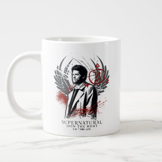 Supernatural Castiel Graffiti Graphic Giant Coffee Mug (Left)