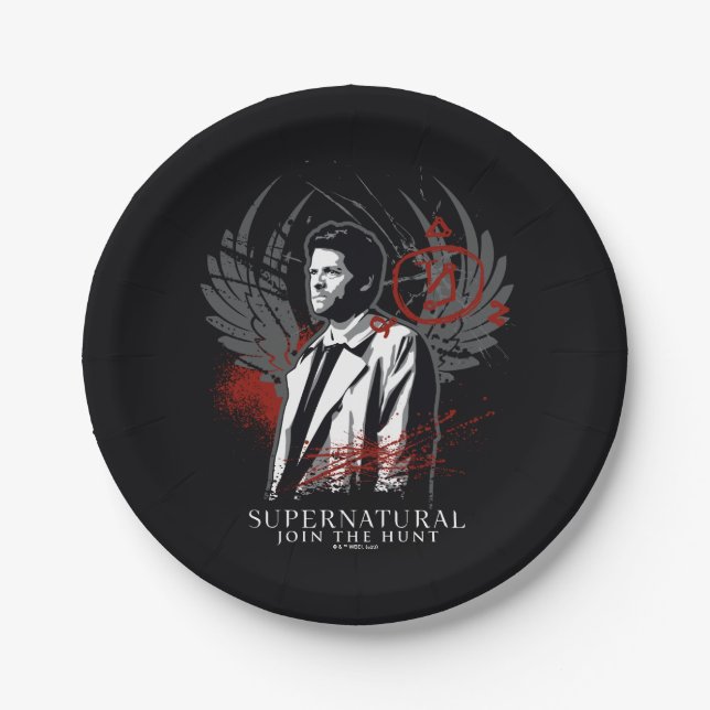 Supernatural Castiel Graffiti Graphic Paper Plates (Front)