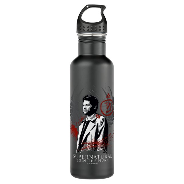 Supernatural Castiel Graffiti Graphic Stainless Steel Water Bottle (Front)