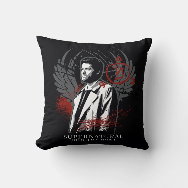 Supernatural Castiel Graffiti Graphic Throw Pillow (Front)