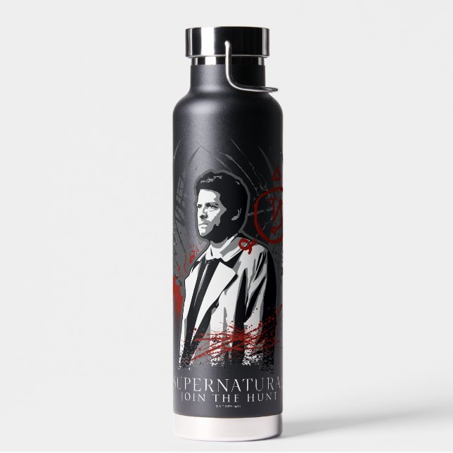 Supernatural Castiel Graffiti Graphic Water Bottle (Left)