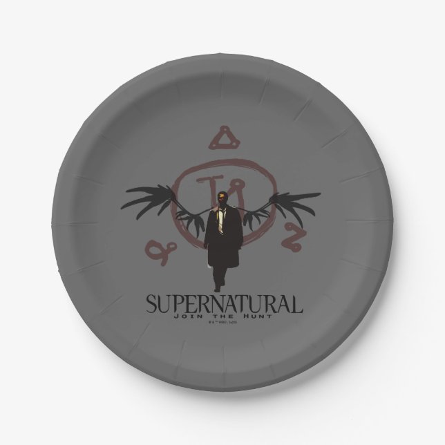 Supernatural Castiel Illustration Paper Plates (Front)