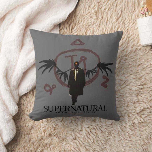 Supernatural Castiel Illustration Throw Pillow (Blanket)
