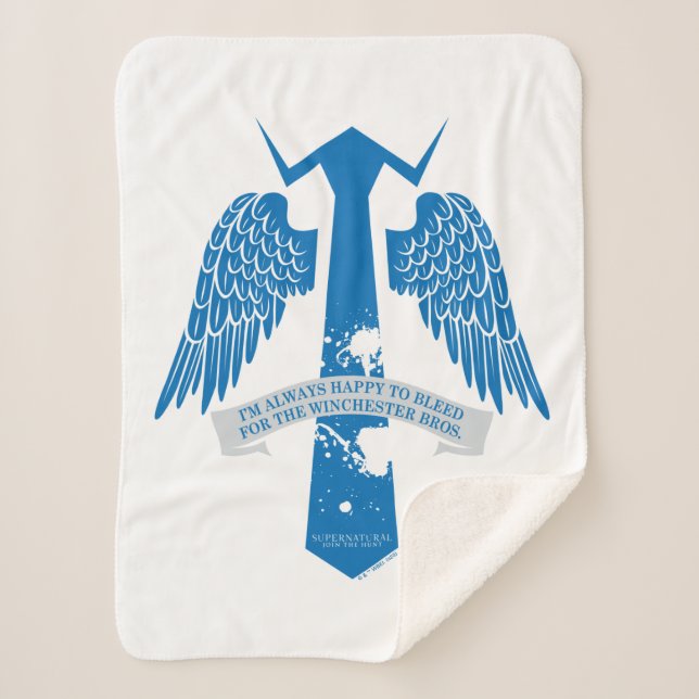 Supernatural Castiel Tie Quote Graphic Sherpa Blanket (Front)