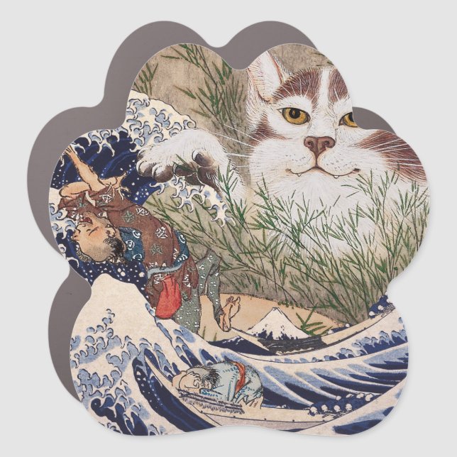 Supernatural Cat at the Great Wave Car Magnet (Front)