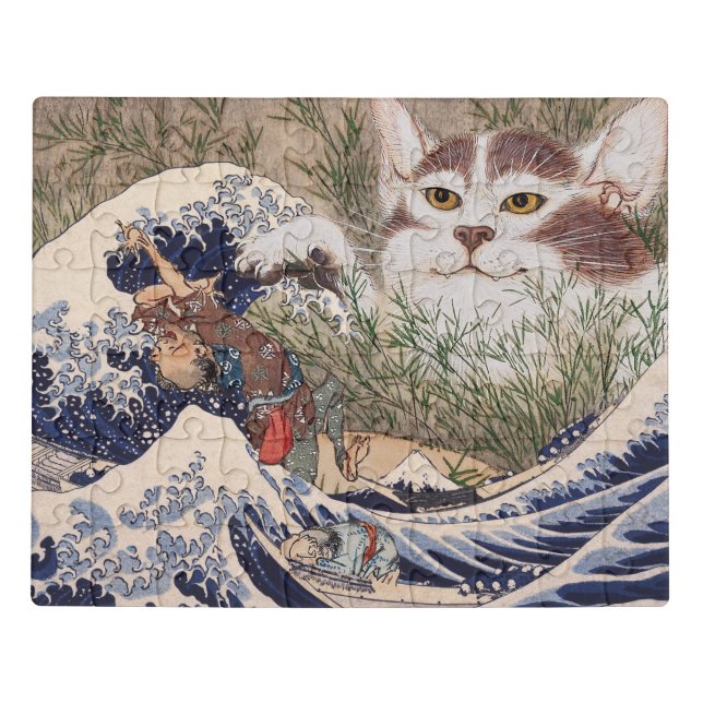 Supernatural Cat at the Great Wave Jigsaw Puzzle (Puzzle Horizontal)