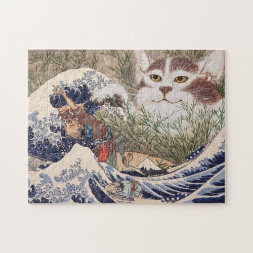 Supernatural Cat at the Great Wave Jigsaw Puzzle