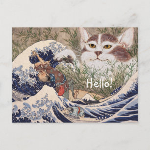 Supernatural Cat at the Great Wave Postcard