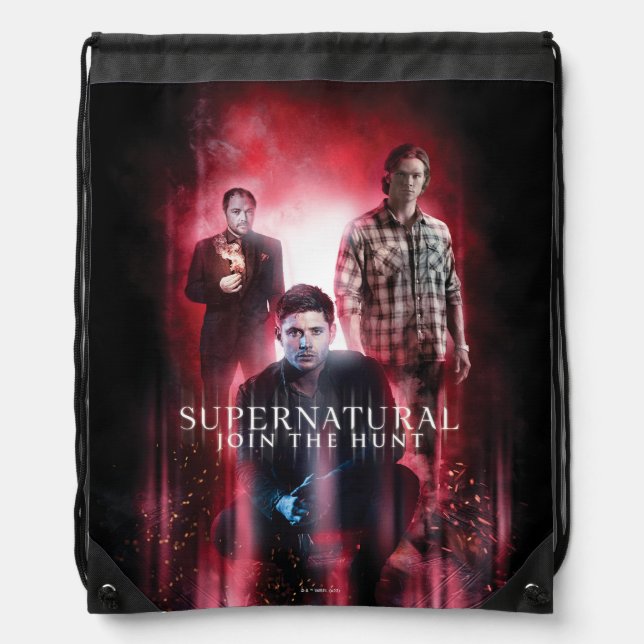 Supernatural Crowley, Dean, and Sam Drawstring Bag (Front)