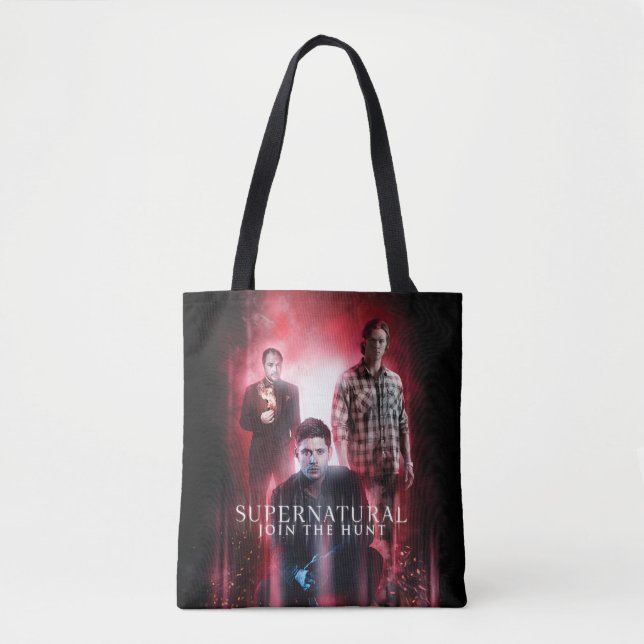 Supernatural Crowley, Dean, and Sam Tote Bag (Front)