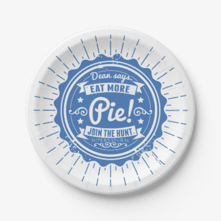Supernatural "Dean Says Eat More Pie!" Paper Plates