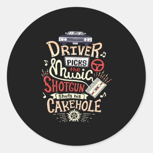 Supernatural Driver Picks The Music Classic Round Sticker