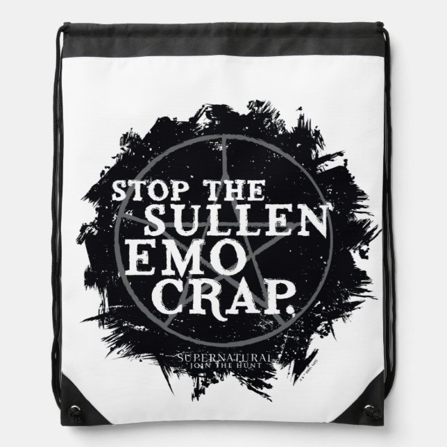 Supernatural "Emo" Quote Drawstring Bag (Front)