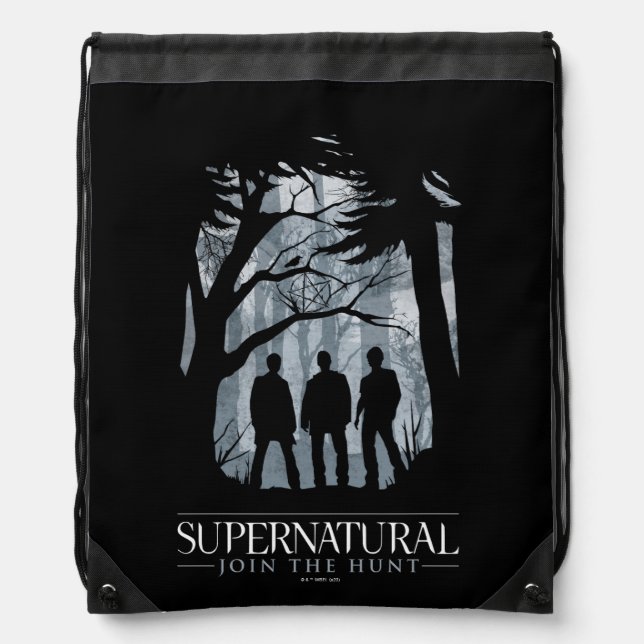 Supernatural Forest Silhouette Graphic Drawstring Bag (Front)