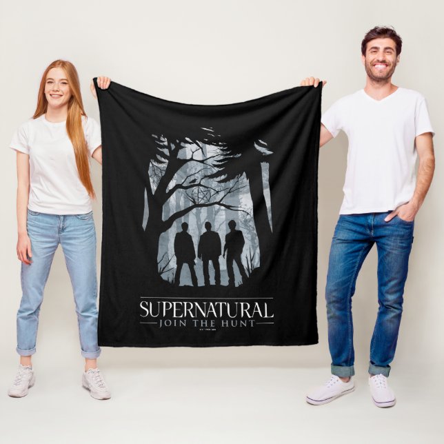 Supernatural Forest Silhouette Graphic Fleece Blanket (In Situ)