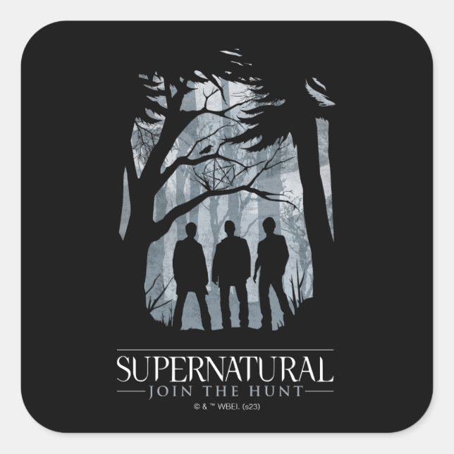 Supernatural Forest Silhouette Graphic Square Sticker (Front)