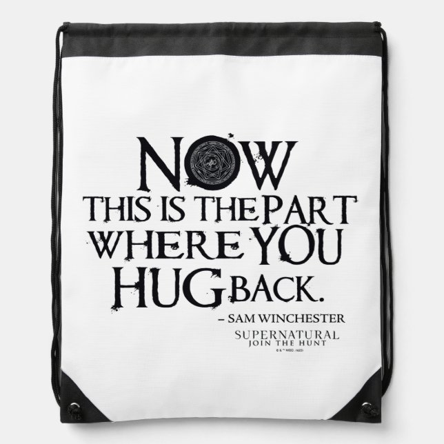 Supernatural "Hug Back" Quote Drawstring Bag (Front)