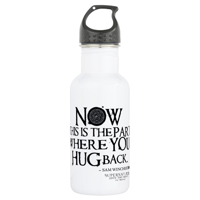 Supernatural "Hug Back" Quote Stainless Steel Water Bottle (Front)