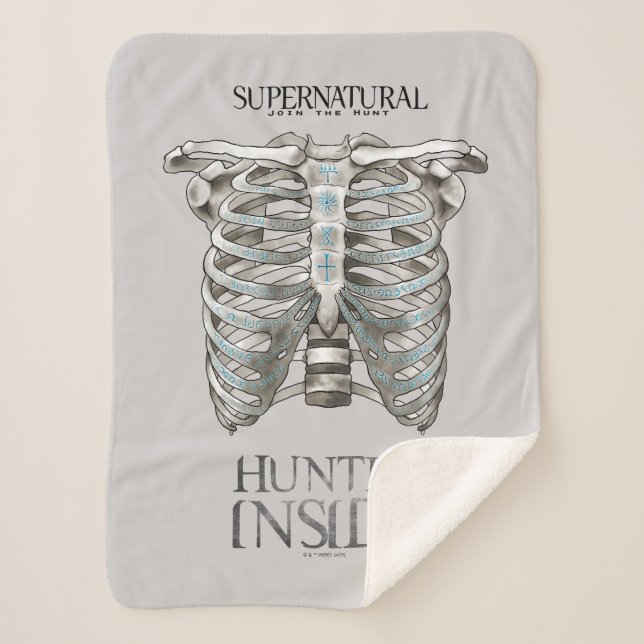 Supernatural "Hunter Inside" Ribcage Graphic Sherpa Blanket (Front)