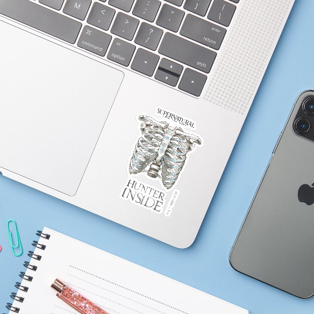 Supernatural "Hunter Inside" Ribcage Graphic Sticker (Laptop w/ iPhone)