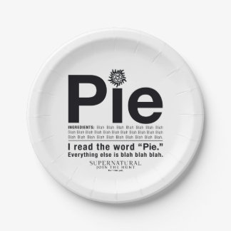 Supernatural "Pie" Quote Paper Plates