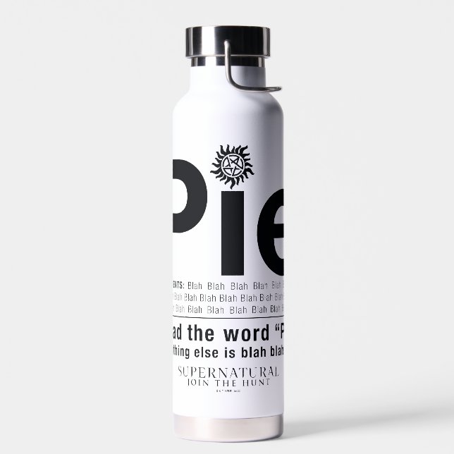 Supernatural "Pie" Quote Water Bottle (Left)