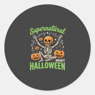 Supernatural Skeleton Halloween Vector Design_1 Classic Round Sticker