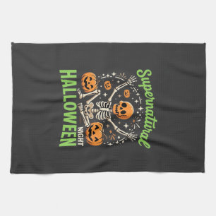 Supernatural Skeleton Halloween Vector Design_1 Kitchen Towel