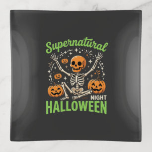 Supernatural Skeleton Halloween Vector Design_1 Trinket Tray