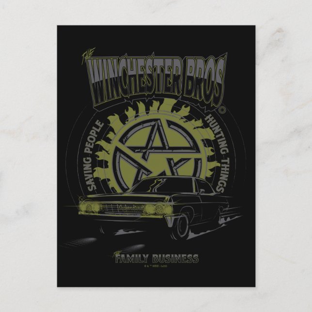 Supernatural "The Winchester Bros" Car Graphic Postcard (Front)