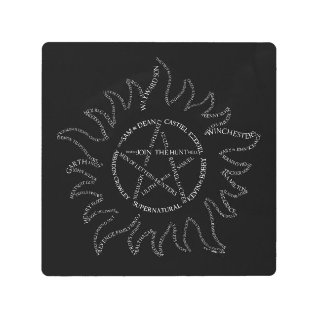 Supernatural Typography Pentagram Metal Print (Front)