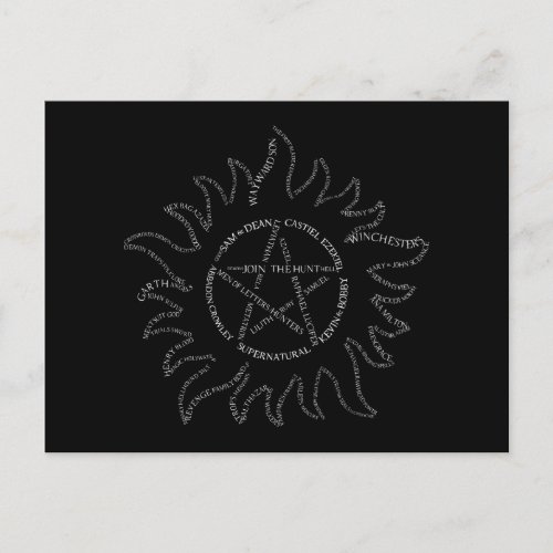 Supernatural Typography Pentagram Postcard