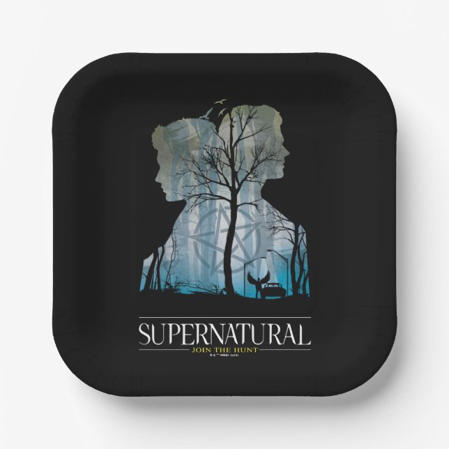 Supernatural Winchester Bros Forest Graphic Paper Plates (Front)